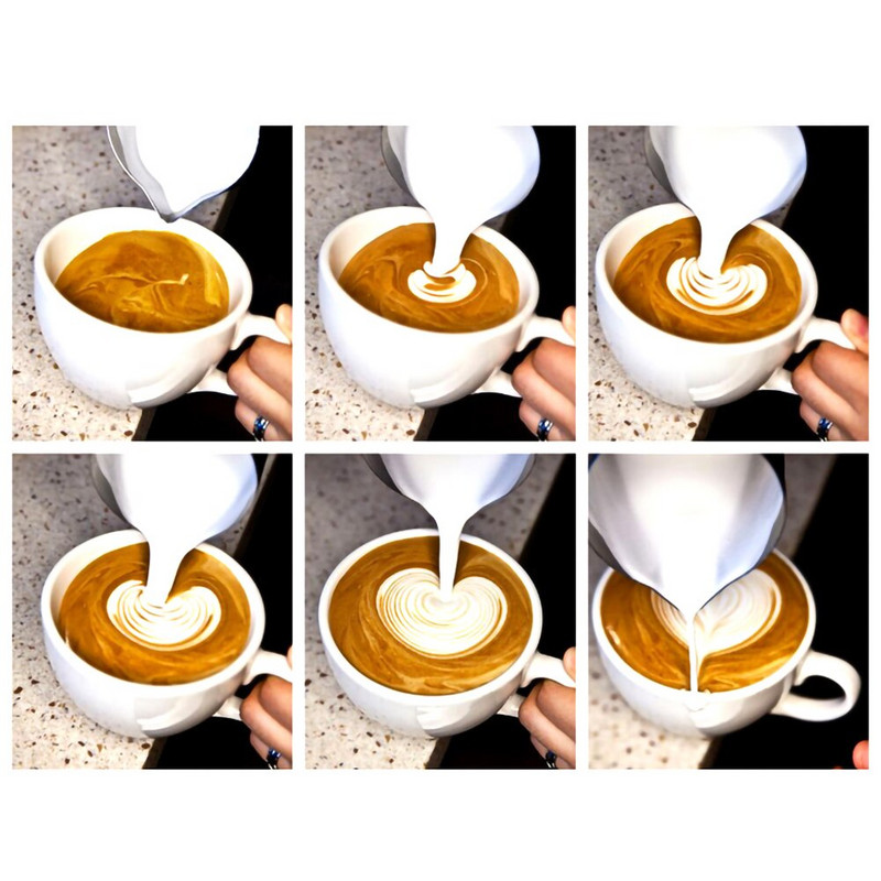 Kávé Latte tejhabosító kancsó rozsdamentes acél Barista kancsó tejhabosító kancsó Latte Art tűvel Kávétartozékok