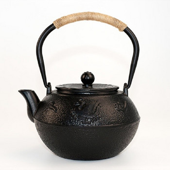 1.2L чугунен чайник с черна печка Tetsubin Кухненска декорация Tetsubin за чугун с голям капацитет Лесно загряване Чайник
