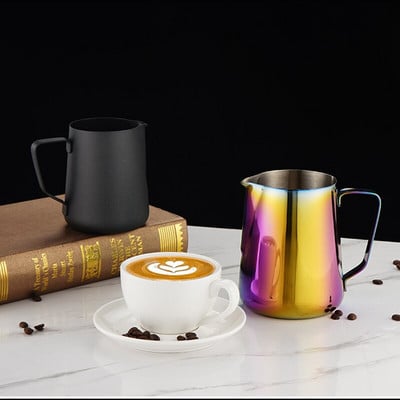 Cappuccino Latte Novice Kafijas Pull Flower tase Tvaicēšanas putotāja krūze Nerūsējoša tērauda Nepiedegoša piena krūze Šokolādes trauks