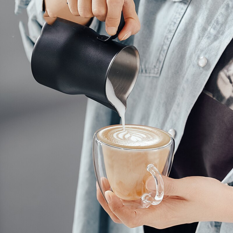 Rozsdamentes acél habosító kávékancsó húzó virágpohár Cappuccino tejeskanna eszpresszó csésze Latte Art tejhabosító habosító