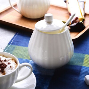Plain White Bone China Cafe Sugar Bowl Cream Boat, Dovleac Design creativ, Cafe Milk Urcio, Urcior pentru lapte, Accesorii pentru cafea