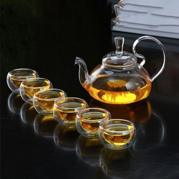 650 мл топлоустойчива стъклена кана за чай с висока дръжка, цвете, стъклена кана за чай, цъфтяща стъклена кана с цедка
