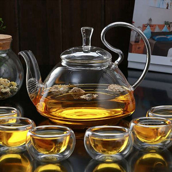 650 мл топлоустойчива стъклена кана за чай с висока дръжка, цвете, стъклена кана за чай, цъфтяща стъклена кана с цедка
