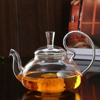 650Ml Ανθεκτικό στη θερμότητα Υψηλή λαβή Flower Coffee Tea Pot Blooming Glass Teapot with Strain