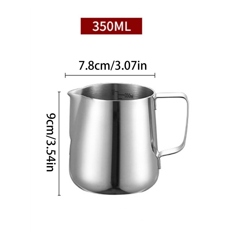 350 ml Nerūdijančio plieno putojantis kavos ąsotis Kavos Barista Craft Latte Cappuccino Pieno grietinėlės plakimo puodukas puodelio ąsočio ąsočio aparatas