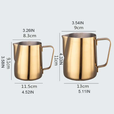Tejhabosító kancsók Kávégőzölő kancsók 350/600 ml-es rozsdamentes acél kancsók eszpresszó cappuccinohoz és tejhabosítóhoz