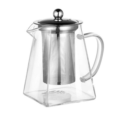 Promovare! Ceainic pătrat din sticlă cu infuzor, ceainic din borosilicat 550 ml cu strecurătoare, ceainice cu frunze transparente pentru ceai liber