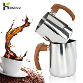 Konco nerūdijančio plieno kavos pieno putų ąsotis Espreso medinis kavos ąsotis Barista Craft Coffee Latte pieno putų ąsotis
