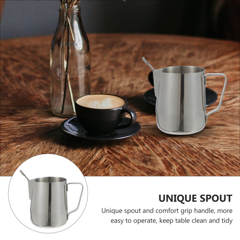 350 ml-es rozsdamentes acél kávéhabosító csésze Latte Art Pen konyhai eszközökkel (ezüst)