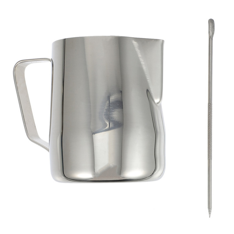 350 ml-es rozsdamentes acél kávéhabosító csésze Latte Art Pen konyhai eszközökkel (ezüst)