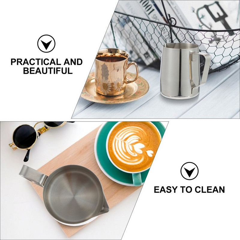 350 ml-es rozsdamentes acél kávéhabosító csésze Latte Art Pen konyhai eszközökkel (ezüst)