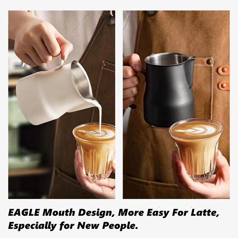 „Mutil Type 304“ nerūdijančio plieno pieno putojimo ąsotis, nepridegantis pieno ąsotis, ištraukiamas gėlių puodelis, skirtas kavai kapučino latte Art