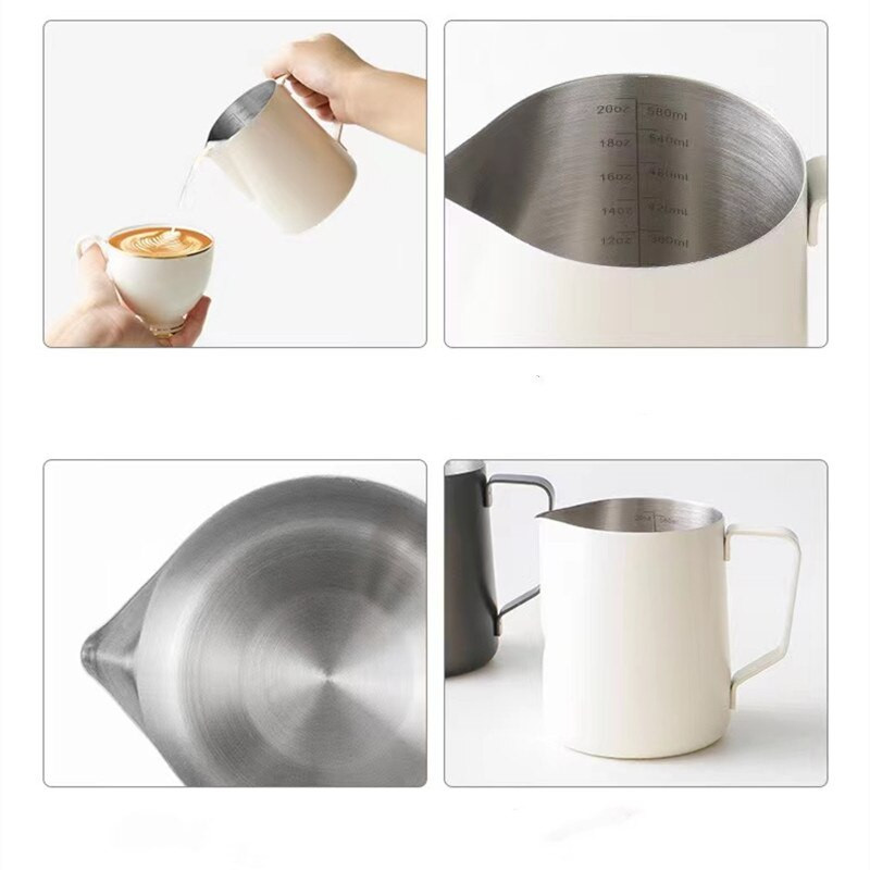 „Mutil Type 304“ nerūdijančio plieno pieno putojimo ąsotis, nepridegantis pieno ąsotis, ištraukiamas gėlių puodelis, skirtas kavai kapučino latte Art