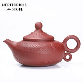 Fish Shape Yixing Purple Clay teáskanna Kínai nyers érc kézzel készített Kung Fu Zisha teás edény 340 ml Ingyenes kiszállítás Beauty vízforraló teáskészlet