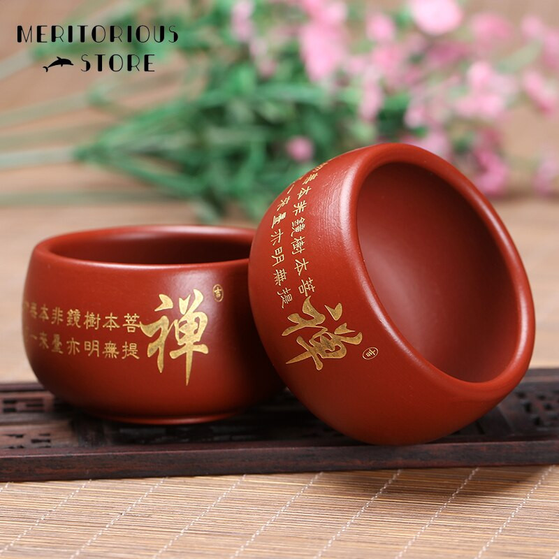 Yixing purpurinio molio arbatos puodelis 50 ml rankų darbo purpurinio purvo arbatos indas Kinijos Kung Fu arbatos rinkinys Natūralios rūdos purpurinio molio arbatinukas arbatos rinkinys