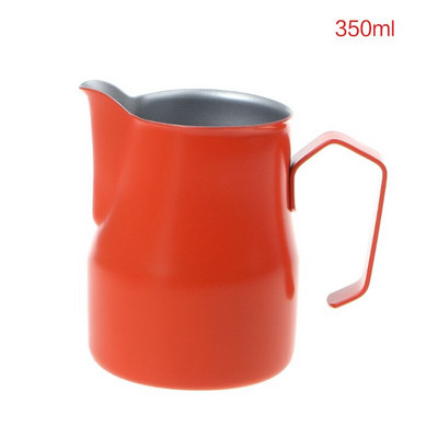 F63A Cană cu bule de lapte din oțel inoxidabil, cu gură lungă, ulcior pentru spumare a laptelui, cești colorate pentru ulcioare de cafea