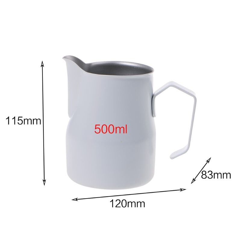 F63A Cană cu bule de lapte din oțel inoxidabil, cu gură lungă, ulcior pentru spumare a laptelui, cești colorate pentru ulcioare de cafea