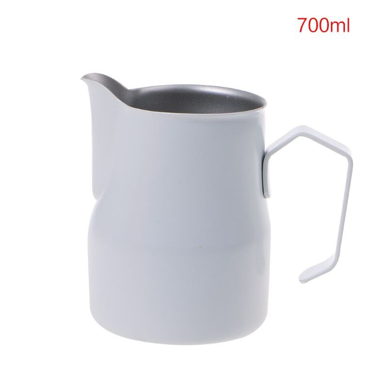 F63A Cană cu bule de lapte din oțel inoxidabil, cu gură lungă, ulcior pentru spumare a laptelui, cești colorate pentru ulcioare de cafea