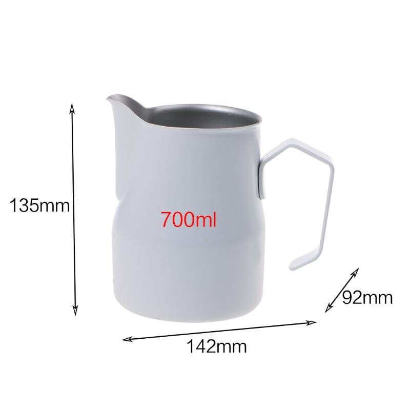 F63A Cană cu bule de lapte din oțel inoxidabil, cu gură lungă, ulcior pentru spumare a laptelui, cești colorate pentru ulcioare de cafea