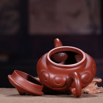 210 ML Чайник Yixing Zisha Dahongpao As Wishes Чайник Ръчно изработен чайник Домакинска топка Дупка за настойка на чай Чайник Сервиз за чай Чай