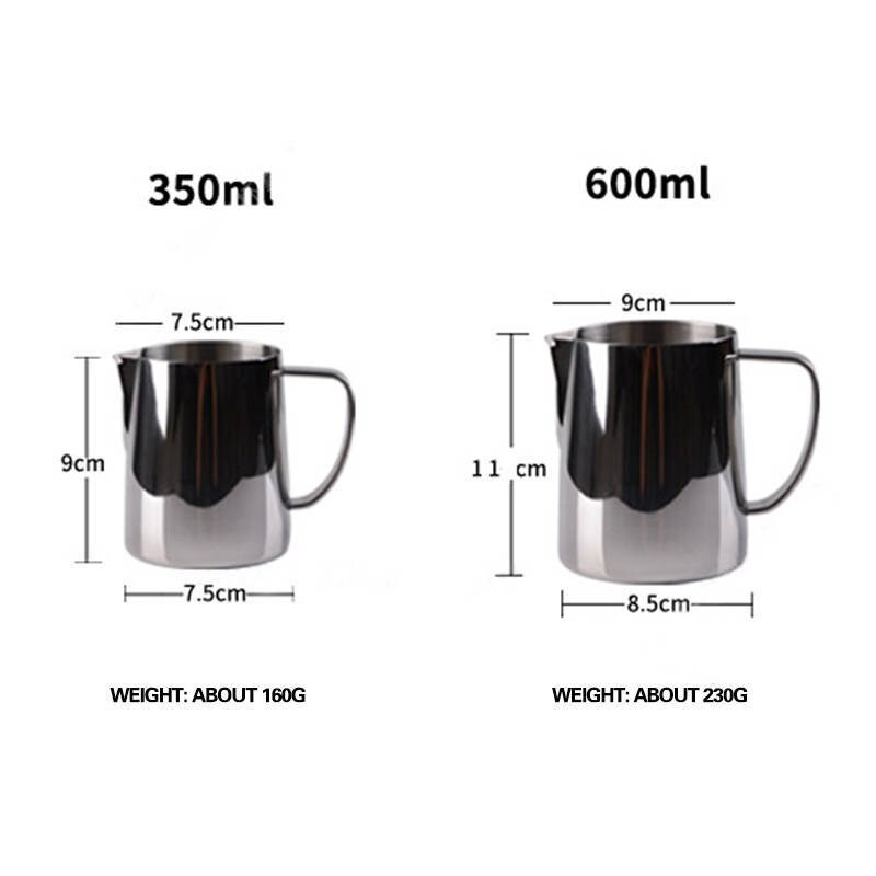 350/600 ml-es tejgőzölő haboskancsó rozsdamentes acél tapadásmentes tejkanna húzható virágcsésze, tökéletes kávé Latte Art kancsóhoz