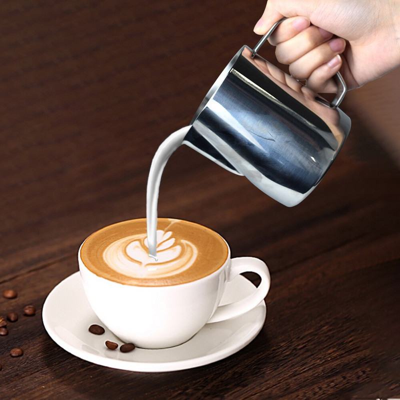 350/600 ml-es tejgőzölő haboskancsó rozsdamentes acél tapadásmentes tejkanna húzható virágcsésze, tökéletes kávé Latte Art kancsóhoz