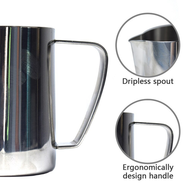 350/600 ml-es tejgőzölő haboskancsó rozsdamentes acél tapadásmentes tejkanna húzható virágcsésze, tökéletes kávé Latte Art kancsóhoz