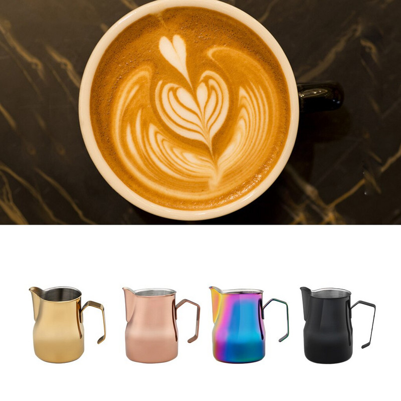 Rozsdamentes acél kávéhabosító kancsó virágcsésze Cappuccino kávés tejes bögrék tejhabosítók Art 350ml