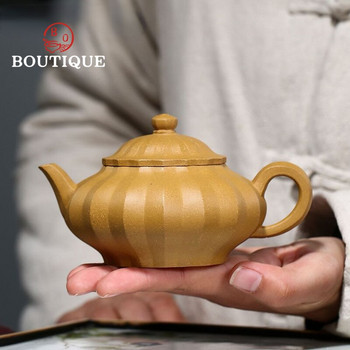 220 ml китайски лилави глинени чайници Yixing Известна ръчно изработена кана за чай Сурова руда Златно сечение Чайник с кал Zisha Art Tea Set Drinkware