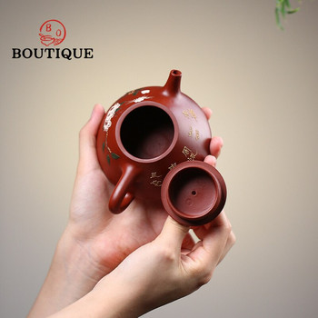 170 ml традиционни лилави глинени чайници Yixing Сурова руда DaHongPao Чайници с каменна лъжичка Домашен филтър Красота Чайник Консумативи за чай