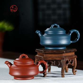 210 ml китайски Yixing лилави глинени чайници Сурова руда Dahongpao Филтърна кана за чай Ръчно изработена бамбукова художествена кана за чай Домашни принадлежности за чай