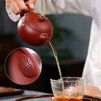 240 ml автентични лилави глинени чайници Yixing Известни ръчно изработени чайници Xishi Чайник с форма на топка Настойка за красота Чайник Zisha Комплект за чай Подаръци