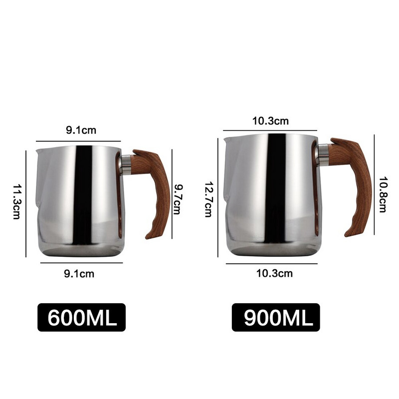 Rozsdamentes acél tejhabosító kancsó indukcióhoz 600 900 ml Kancsó Eszpresszó Kávékancsó Barista Craft Coffee Latte