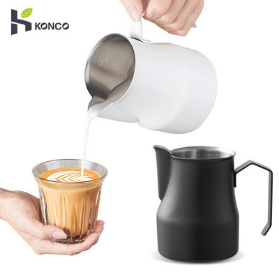 Konco Мляко за разпенване на кафе от неръждаема стомана Picther 350/500ML Кана за мляко Cappuccino Latte Art Cup Кана за еспресо на пара