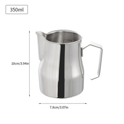 Konco nerūdijančio plieno pieno kavos putų ąsotis Picther 350/500 ml pieno ąsotis Cappuccino Latte Art puodelio espreso garų ąsotis