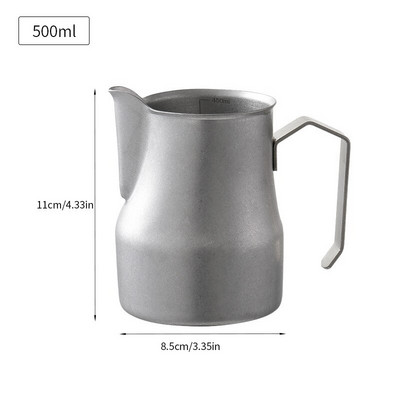 Konco nerūdijančio plieno pieno kavos putų ąsotis Picther 350/500 ml pieno ąsotis Cappuccino Latte Art puodelio espreso garų ąsotis