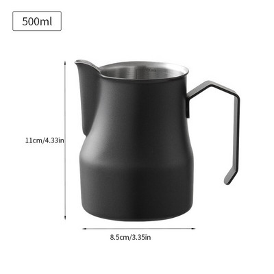 Konco nerūdijančio plieno pieno kavos putų ąsotis Picther 350/500 ml pieno ąsotis Cappuccino Latte Art puodelio espreso garų ąsotis