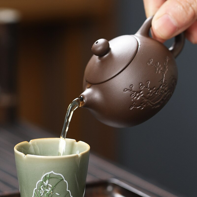 1 DB Lila agyag ujjú teáskanna tea kisállat kis zsebes teáskészlet Díszek Teakiegészítők Boutique Zishi edény tea asztaldísz