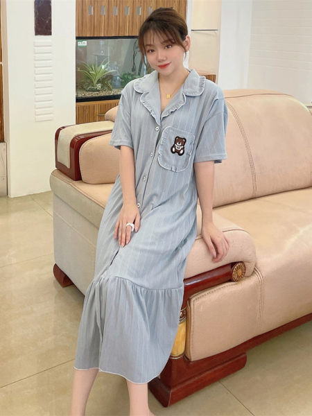 Cămașă de noapte de damă cu nasturi pentru mamele care alăptează