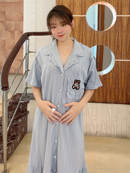 Cămașă de noapte de damă cu nasturi pentru mamele care alăptează