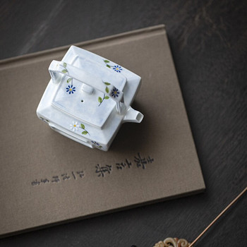 180 ml Бутикова ръчно рисувана малка маргаритка Керамичен чайник Китайски чайник Повдигаща се греда Квадратна тенджера с филтър Кунг-фу Комплект чайник