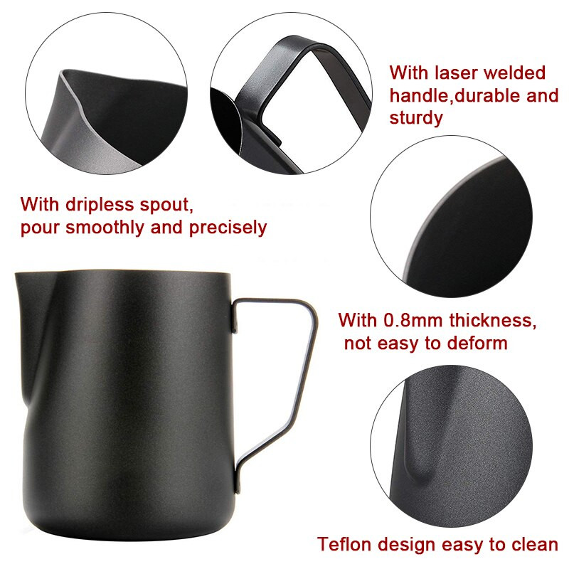 Nerūdijančio plieno pieno putų ąsotis puikiai tinka espreso kavos aparatams Pieno putotuvams Latte Art pieno ąsotis Kavos garinimo ąsotis