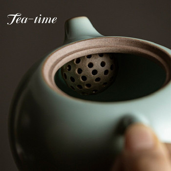 200/300 ML Azure Ru Kiln Xishi Pot with Filter Ретро ръчно изработен керамичен чайник Can Open Piece Household Kung Fu Tea Set Gift Box