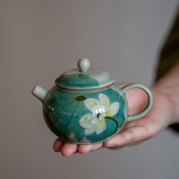150ml Creative Ice Cracked Glaze Κεραμική Τσαγιέρα Ζωγραφισμένη στο χέρι Lotus Pot Porcelain Bot Οικιακό Τσάι παρασκευής Kung Fu Tea Bottle Teasing