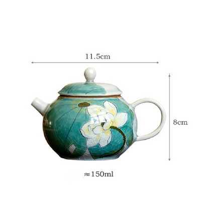 150 ml Creative Ice repedezett mázas kerámia teáskanna kézzel festett lótusz porcelán edény háztartási teafőző kung fu teafőző teasettel