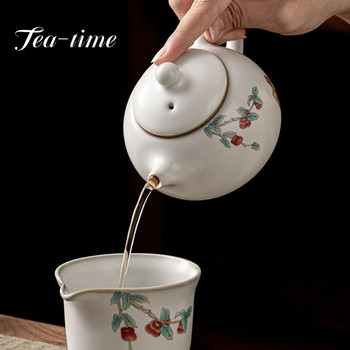 250 ml Cute Cat Ru Kiln Ceramic Teapot Ръчно изработена единична тенджера Xishi Open Piece Raising Pot Порцеланова тенджера за чай с филтър Подаръци