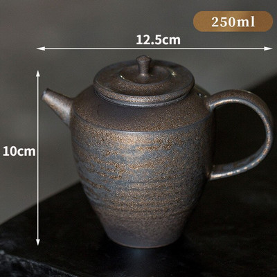 250 ml-es kézzel készített vékony abroncs kerámia teáskanna vasmáz kis durva agyagedény szűrővel Háztartási Kung Fu teafőző eszközkészlet