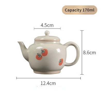 170 ml Retro Plannt Ash Glaze kerámia teáskanna Kézzel festett Datolyaszilva Art Pot Filter Ball Boutique Kung Fu Teafőző Samll Pot