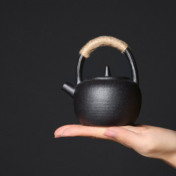200ml Γιαπωνέζικη χονδρόκοκκη κατσαρόλα με δοκό ρετρό Μίνι κεραμική τσαγιέρα τρομπέτα Χειροποίητη πέτρα τσαγιέρα Βραστήρας Κουνγκ Φου Σετ τσαγιού Δώρο