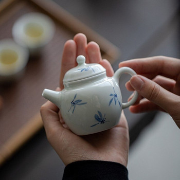 120ml Λευκή πορσελάνη ζωγραφισμένη στο χέρι Ορχιδέα κινέζικη τσαγιέρα Κεραμική τσαγιέρα χειρός με φίλτρο Κουνγκ Φου Σετ τσαγιού